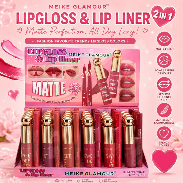Makeup - MEIKE GLAMOUR LIP GLOSS , LIP LINER MATTE