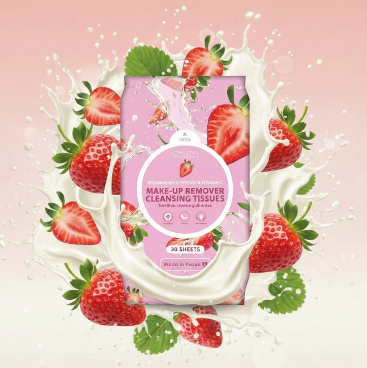 Célavi - Strawberry & Peptide Vitamin C Makeup Remover Cleansing Tissues (30 Count)