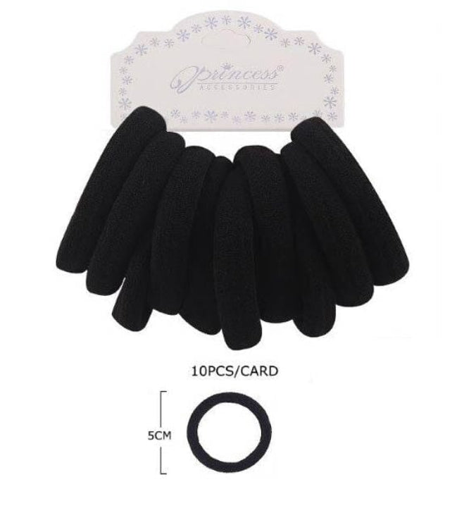 All Black 10 PC Elastic Hair Band
